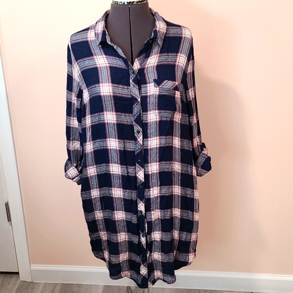 Luck Brand Plaid Shirt Dress